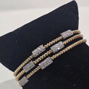 ✔️ 14K YG Triple Cuff Pavé Diamond Coil Bangle Bracelet 19g ⭐ NWT